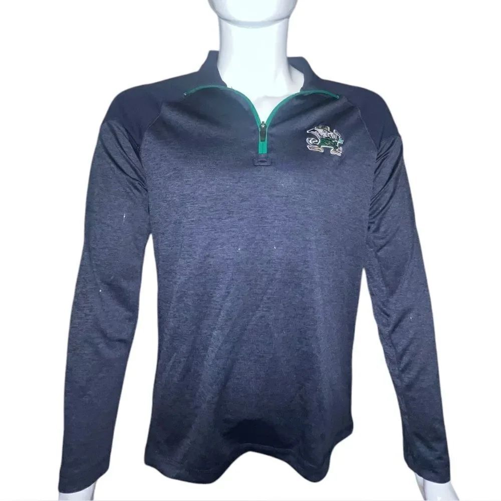 Champion Mens Navy Notre Dame Fighting Irish Logo Quarter-Zip Pullover Medium